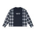 Plaid-Split T Shirt (Navy)