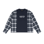 Plaid-Split T Shirt (Navy)