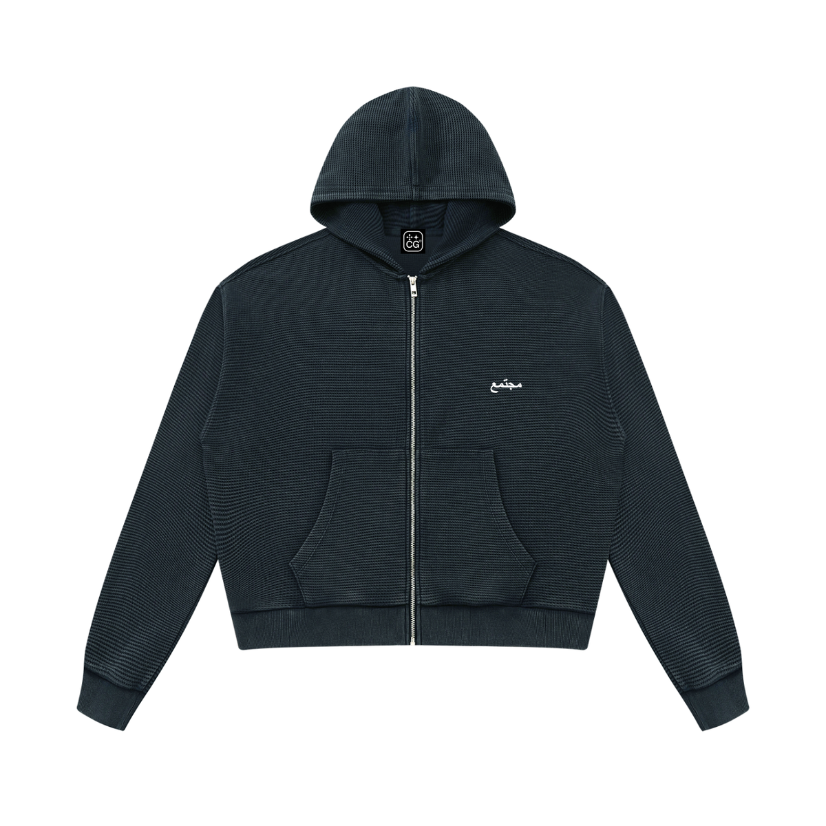 مجتمع Waffle Zip Hoodie (Navy)
