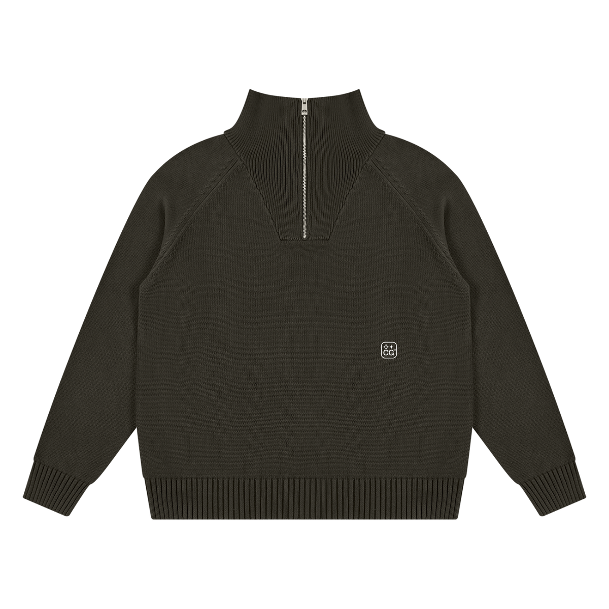 Mock-Zip Pullover Sweater (Espresso)