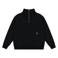 Mock-Zip Pullover Sweater (Black)