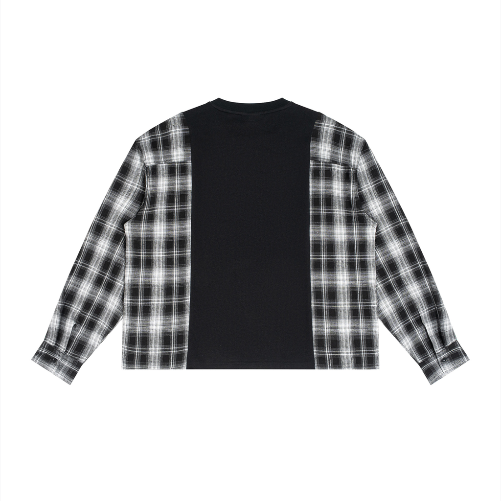 Plaid-Split T Shirt (Black)