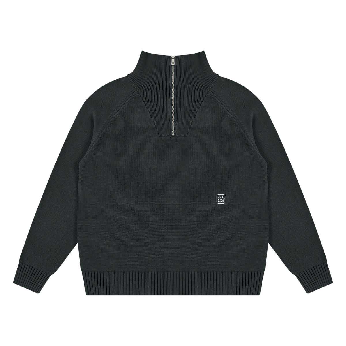 Mock-Zip Pullover Sweater (Dark Grey)