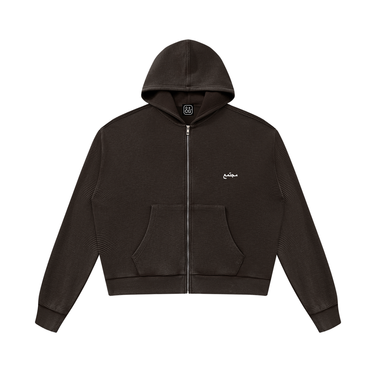مجتمع Waffle Zip Hoodie (Espresso)