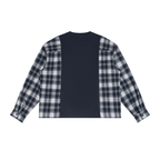 Plaid-Split T Shirt (Navy)