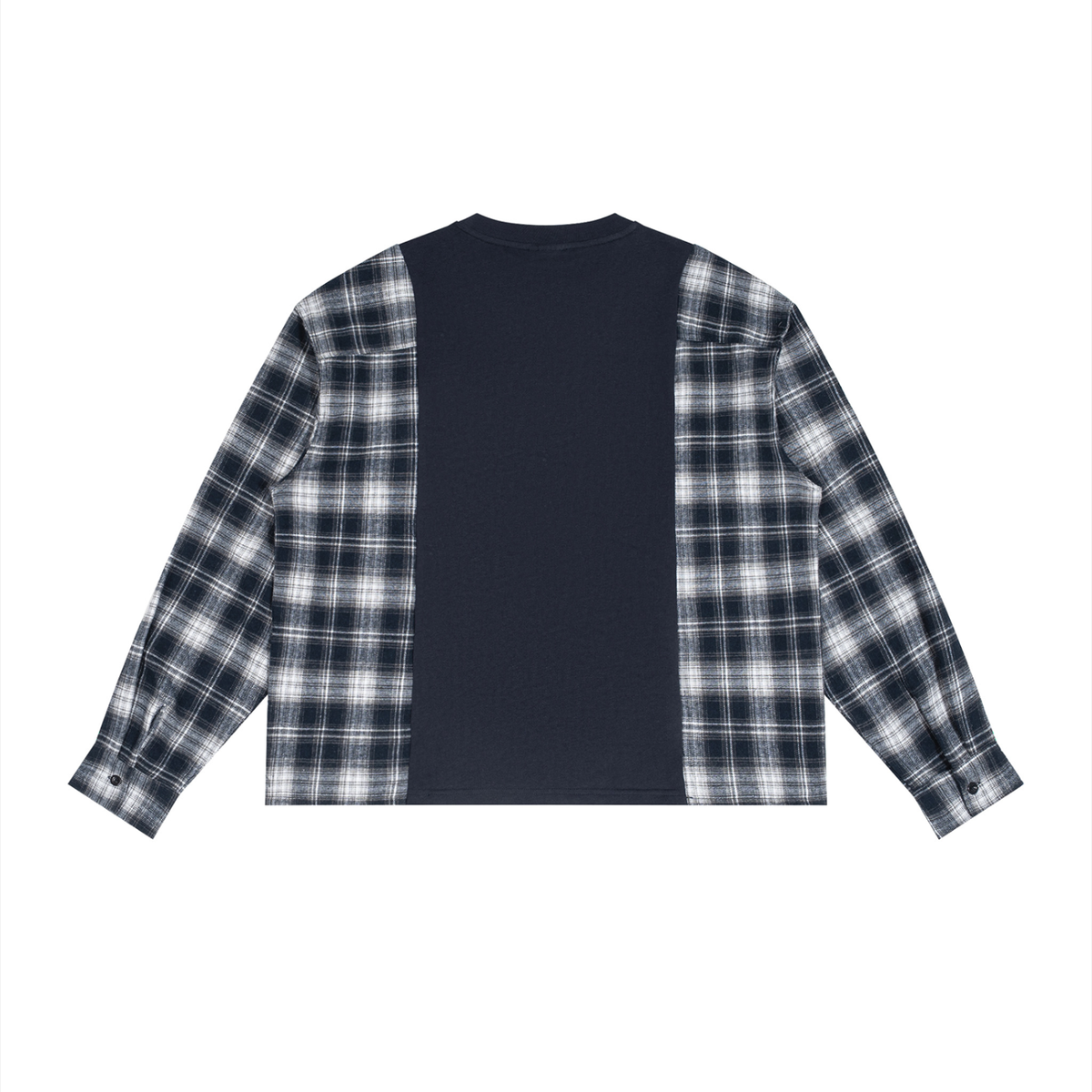 Plaid-Split T Shirt (Navy)
