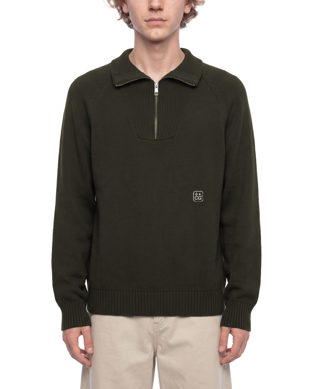 Mock-Zip Pullover Sweater (Espresso)