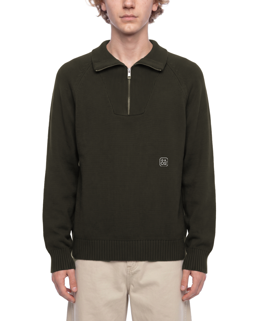 Mock-Zip Pullover Sweater (Espresso)